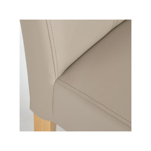 Chaise en simili beige et pieds chêne massif - SAOU