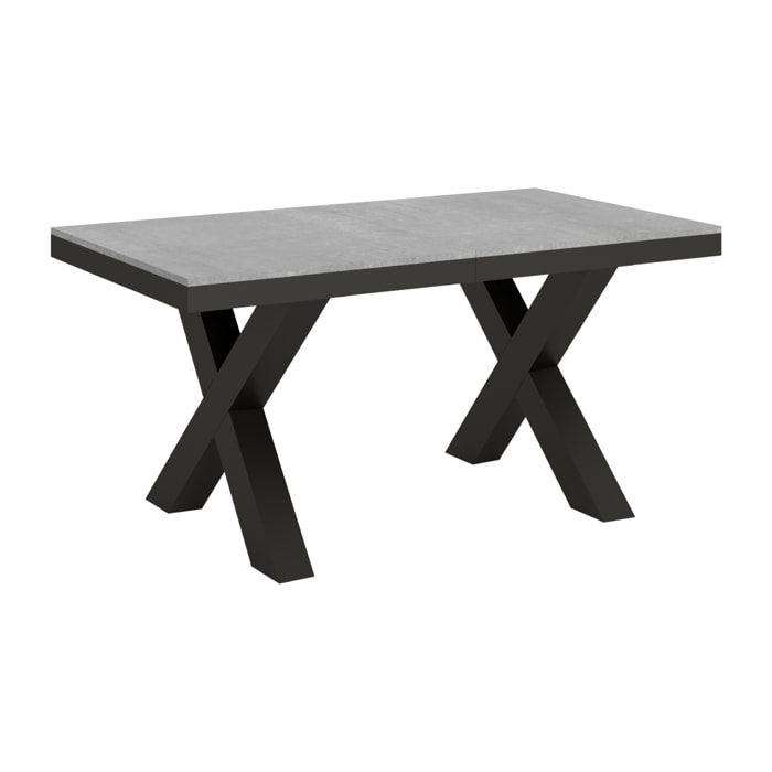 Table extensible 90x160/420 cm Traffic Evolution Gris Béton cadre Anthracite