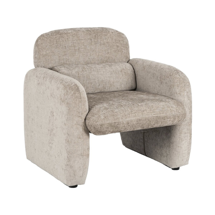 Fauteuil lounge en tissu chiné "Cozmo" - 78 x 79 x 77 cm - Beige