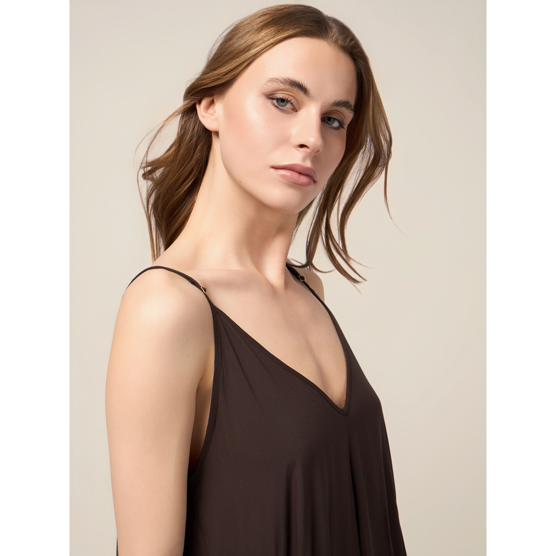 Oltre - Vestito lungo in viscosa - Marrone