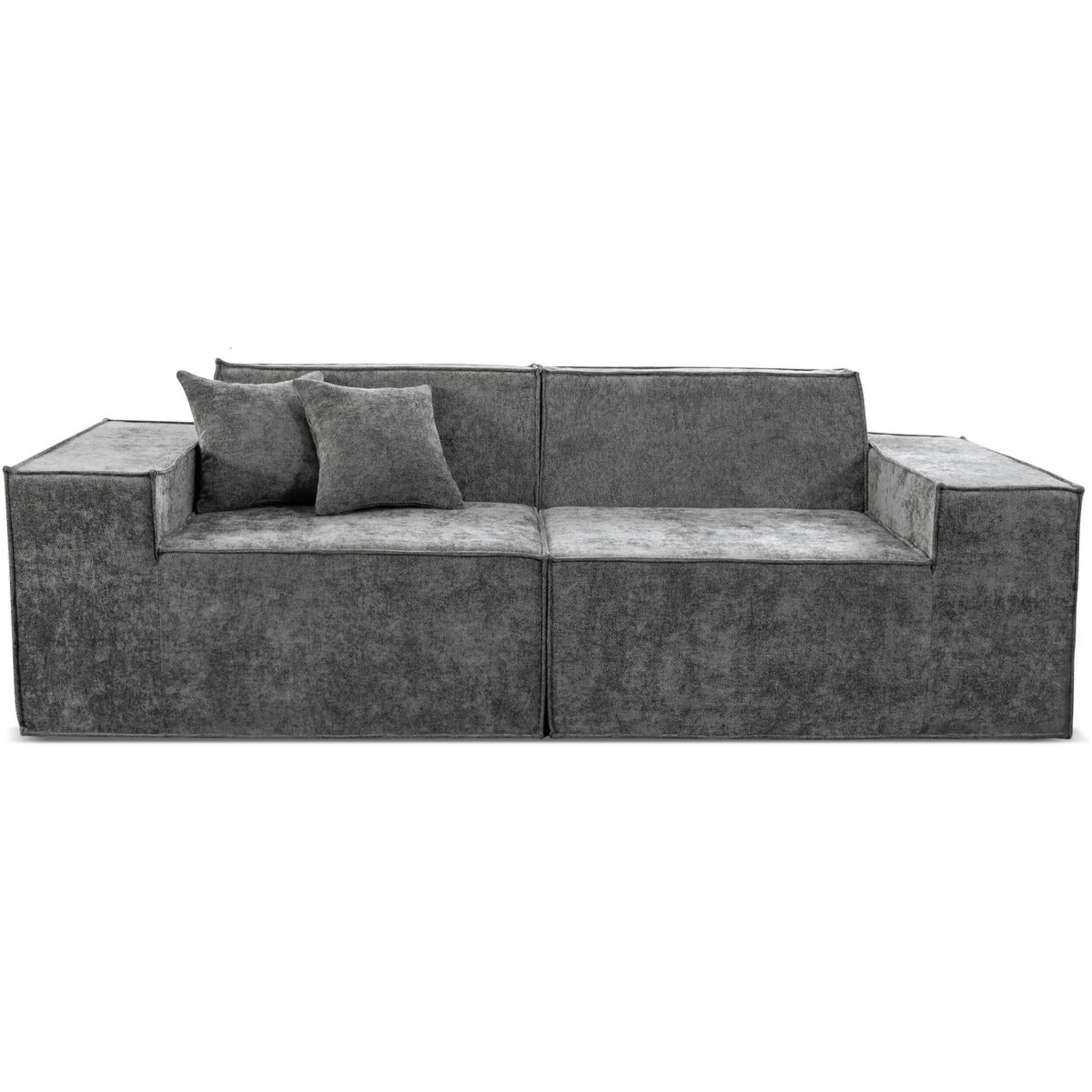 Canapé droit modulable en tissu texturé "Lusso" - 3 places - Gris