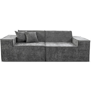 Canapé droit modulable en tissu texturé "Lusso" - 3 places - Gris