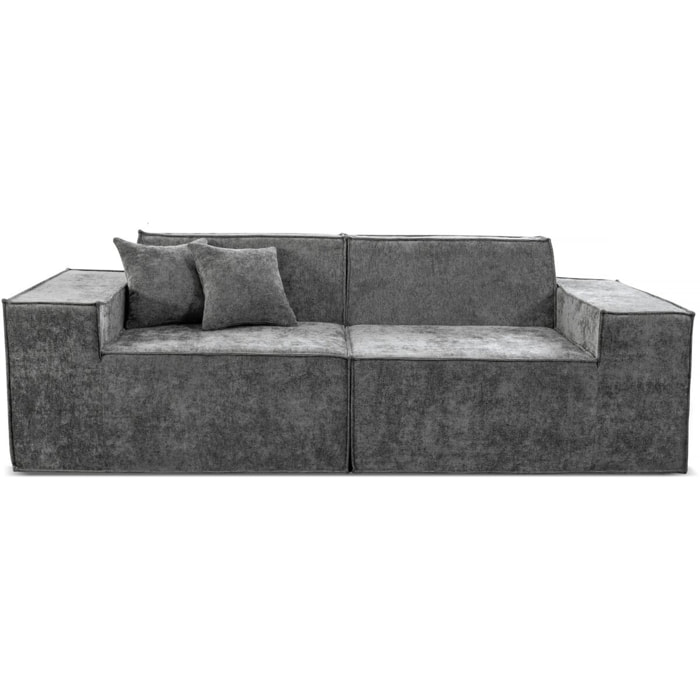 Canapé droit modulable en tissu texturé "Lusso" - 3 places - Gris