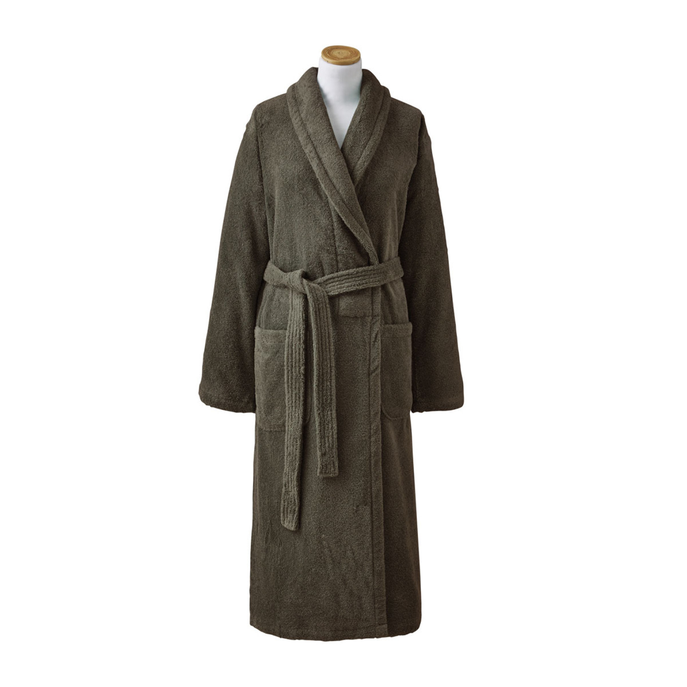 Peignoir de bain à capuche uni en coton, AQUA, Vert