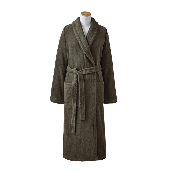 Peignoir de bain à capuche uni en coton, AQUA, Vert