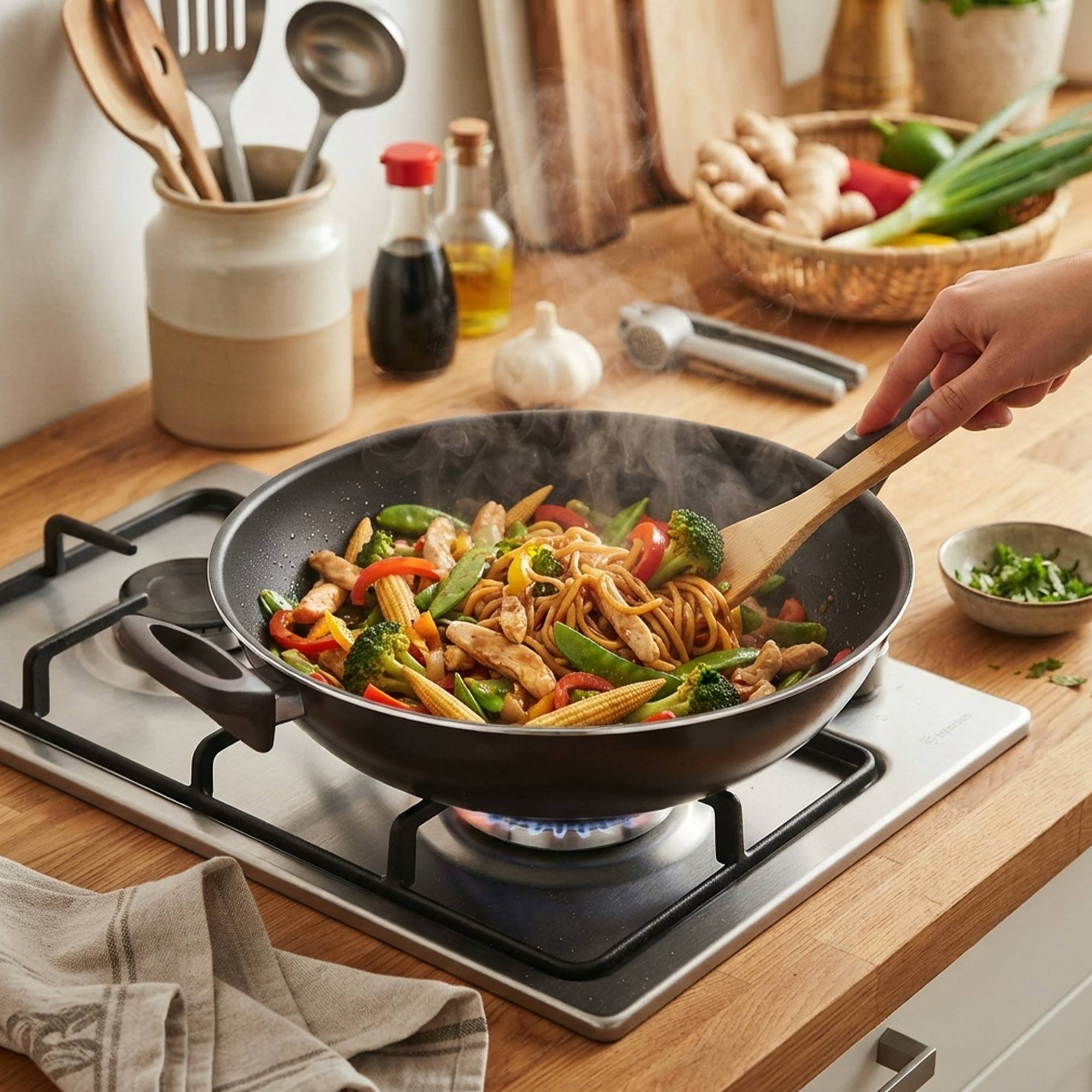 Wok 30x8,8cm - Aluminio prensado - Pixel