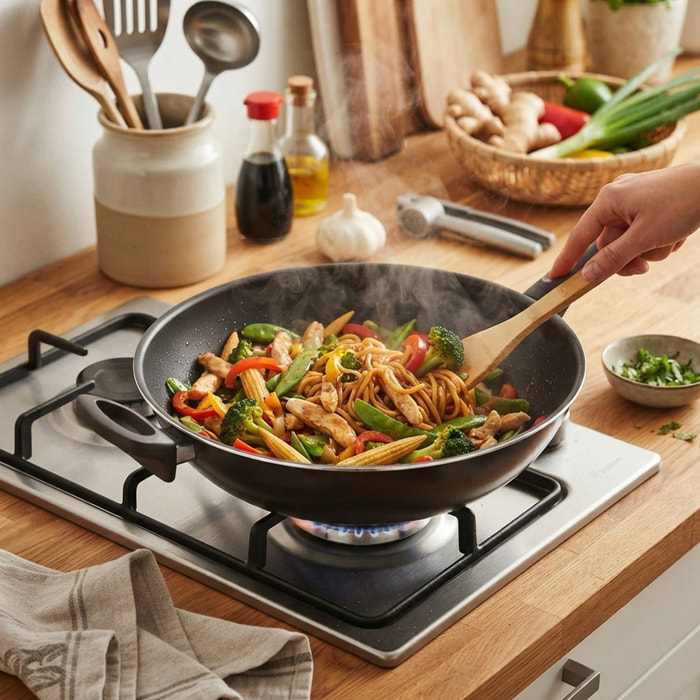 Wok 30x8,8cm - Aluminio prensado - Pixel