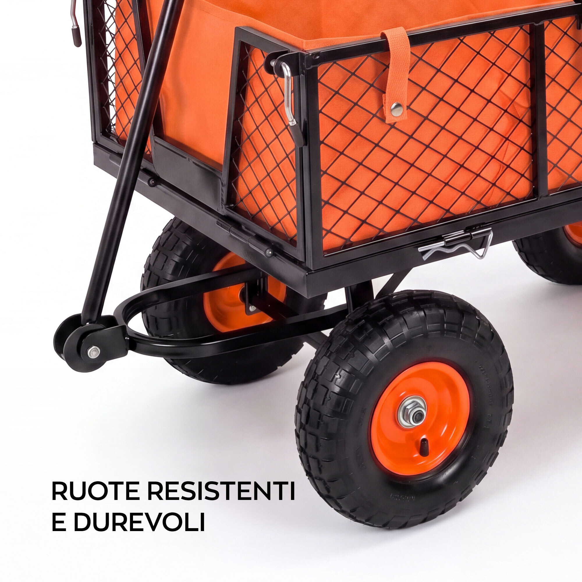 Carrello rimorchio a spinta in ferro con telone interno capacita' max 350kg