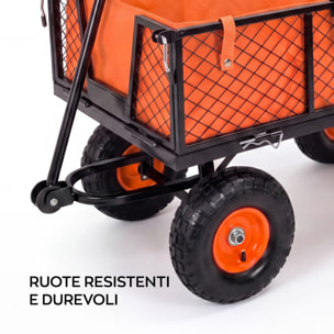 Carrello rimorchio a spinta in ferro con telone interno capacita' max 350kg