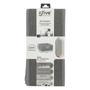 Panier tissu 31x15cm "Mix N' Modul" gris clair chiné