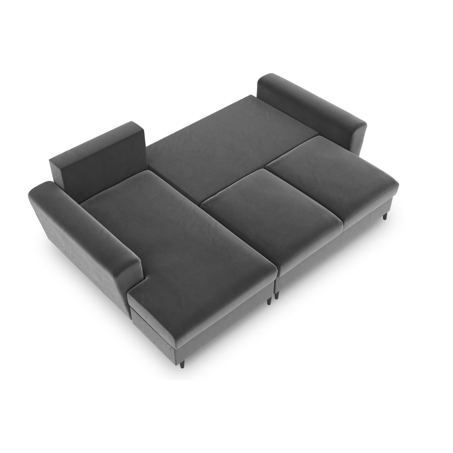 Canapé d'angle gauche convertible avec coffre de rangement "Kyoto" 4 places en velours gris clair