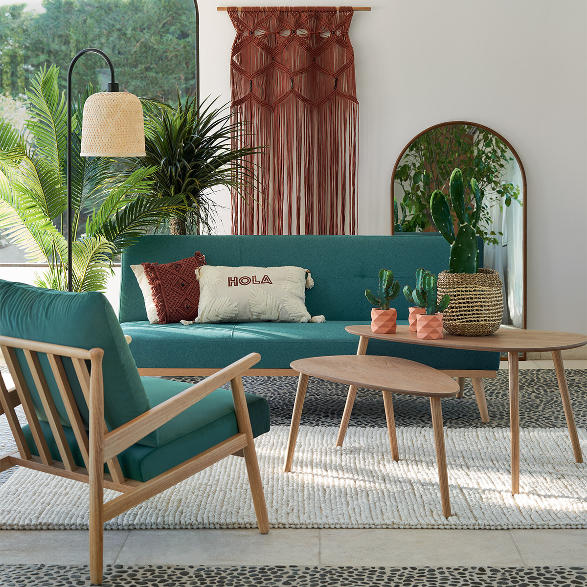 Lampadaire "Ali" - métal et bambou - noir - H159 cm