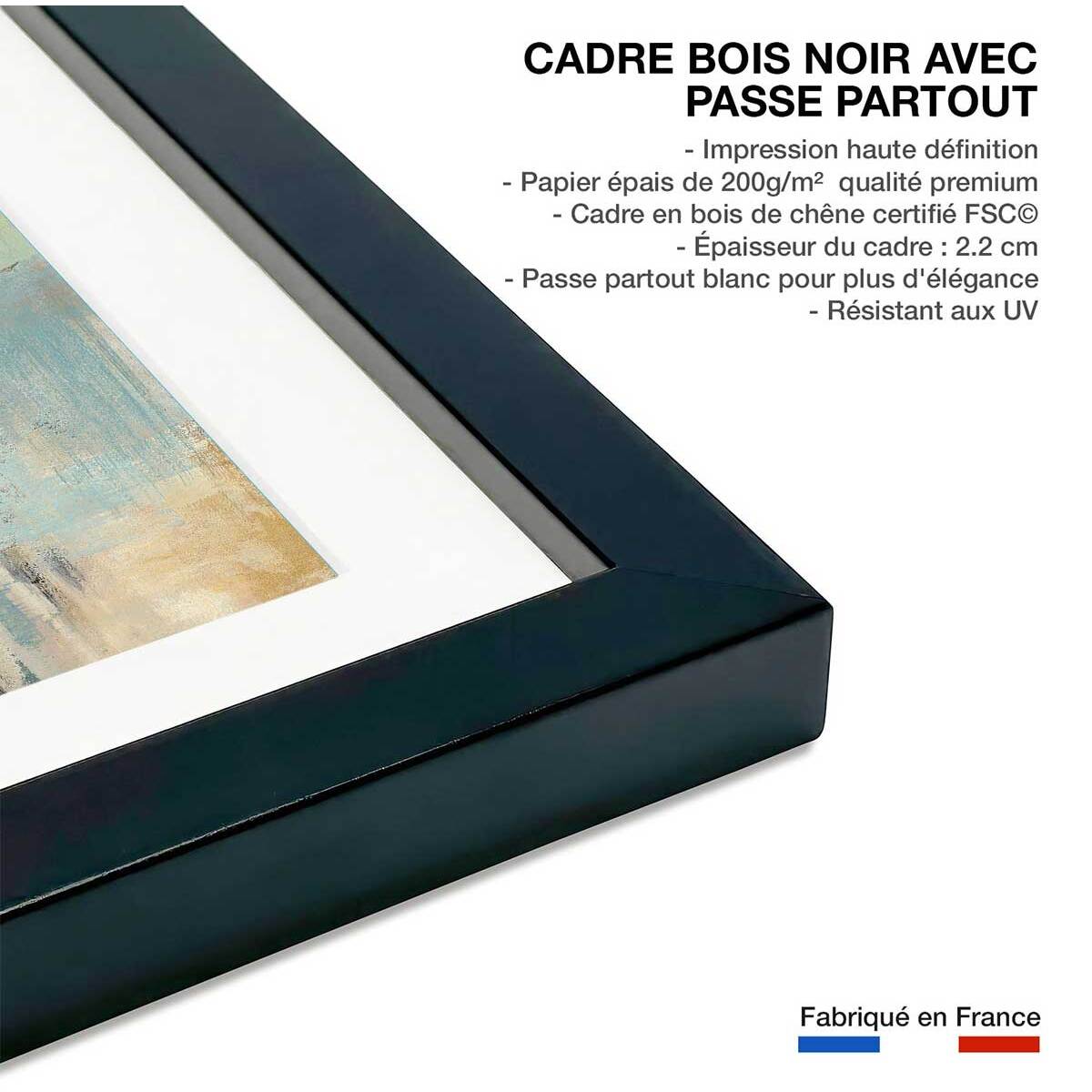 Affiche Fjord Affiche + cadre en bois - Noir