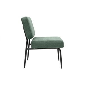 Fauteuil en tissu chenille vert kaki et métal noir VEDANA