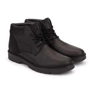 Botines Casual De Piel Negro Con Cordones para Hombre