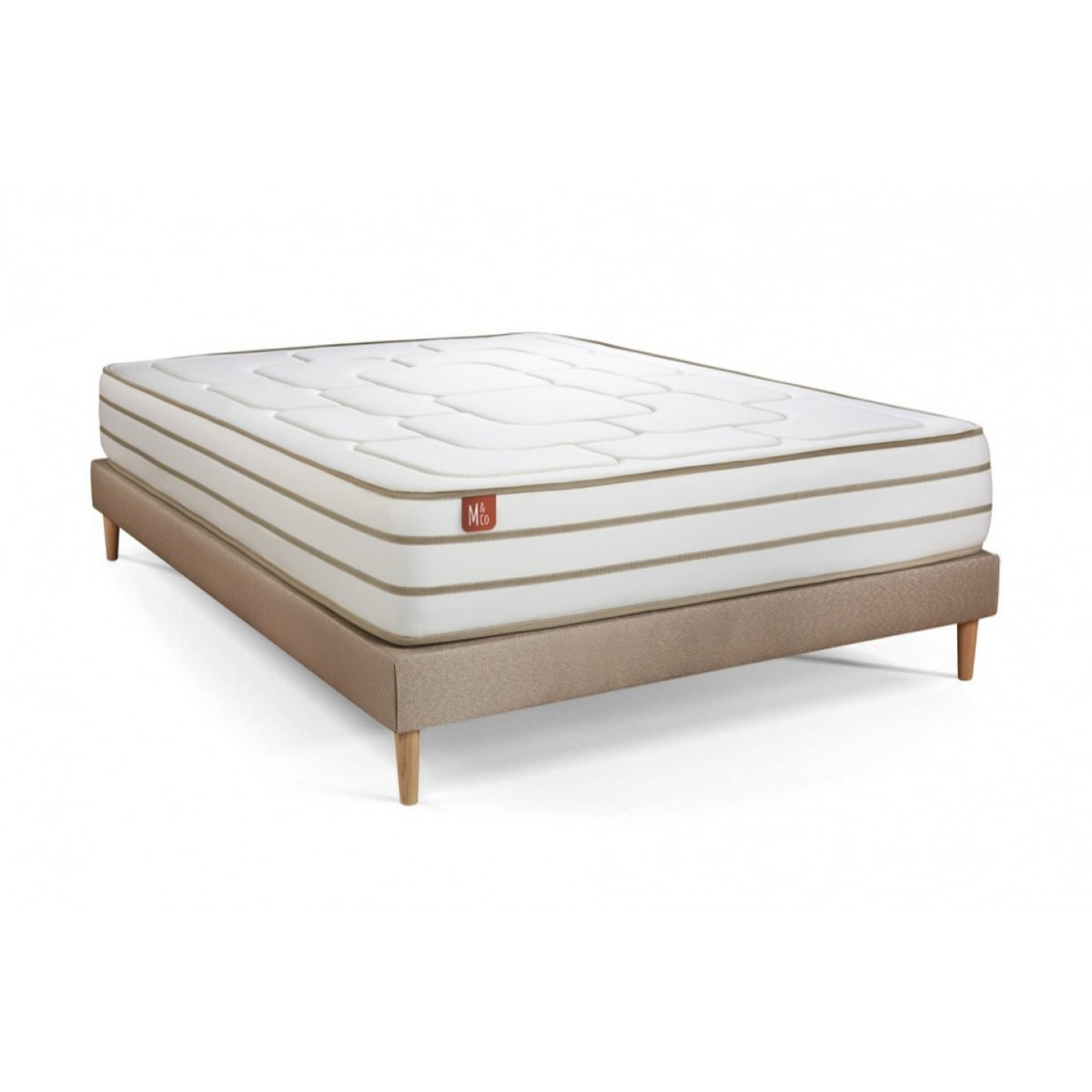 Pack matelas LE DOUILLET - Mémoire de forme BioVisco - Ep. 26 + sommier kit Beige