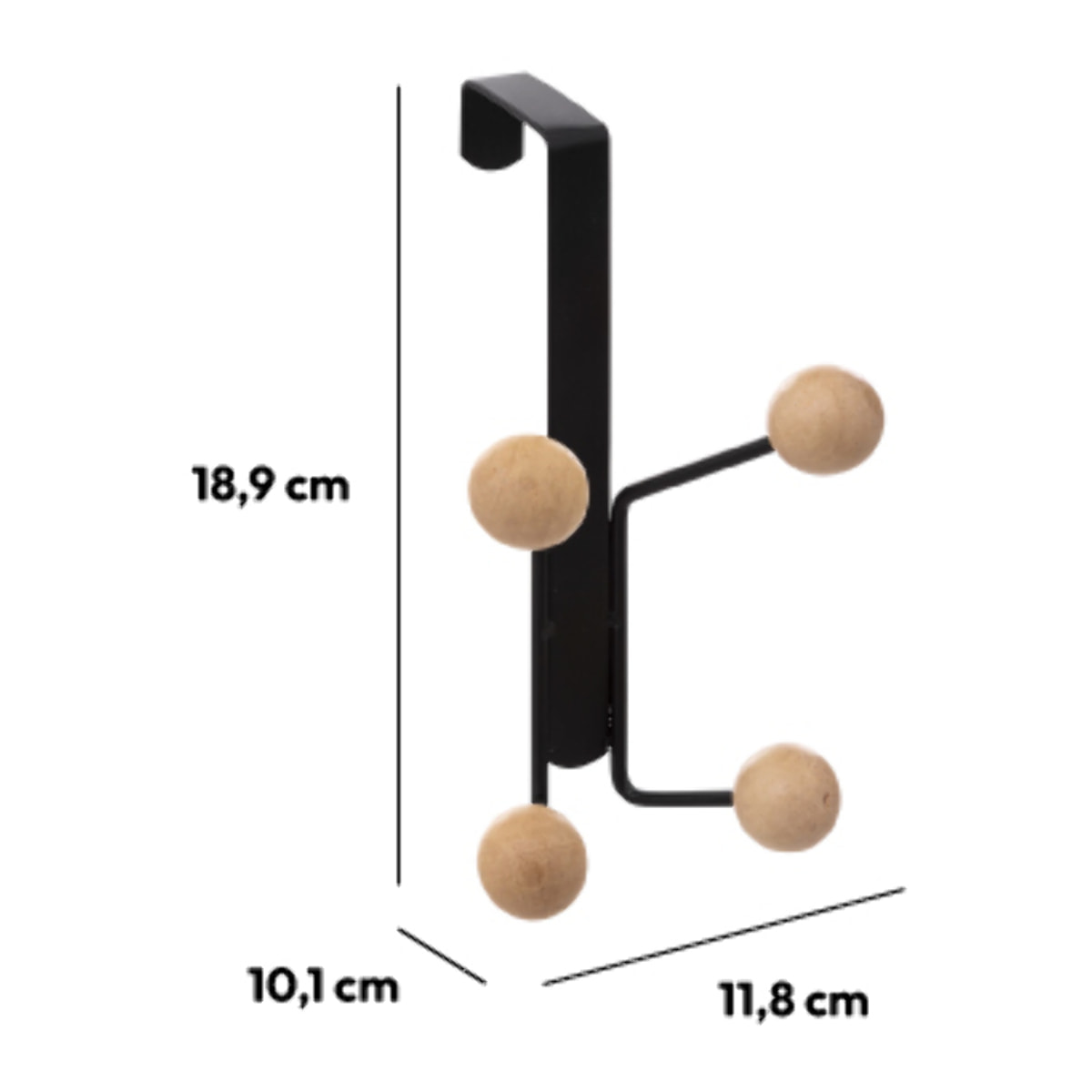 Patère 4 têtes bois cerisier Noir