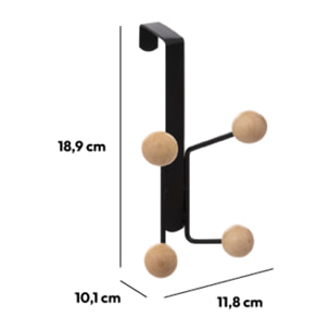 Patère 4 têtes bois cerisier Noir