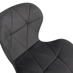 Chaises Daisy en velours et pieds noirs - Gris
