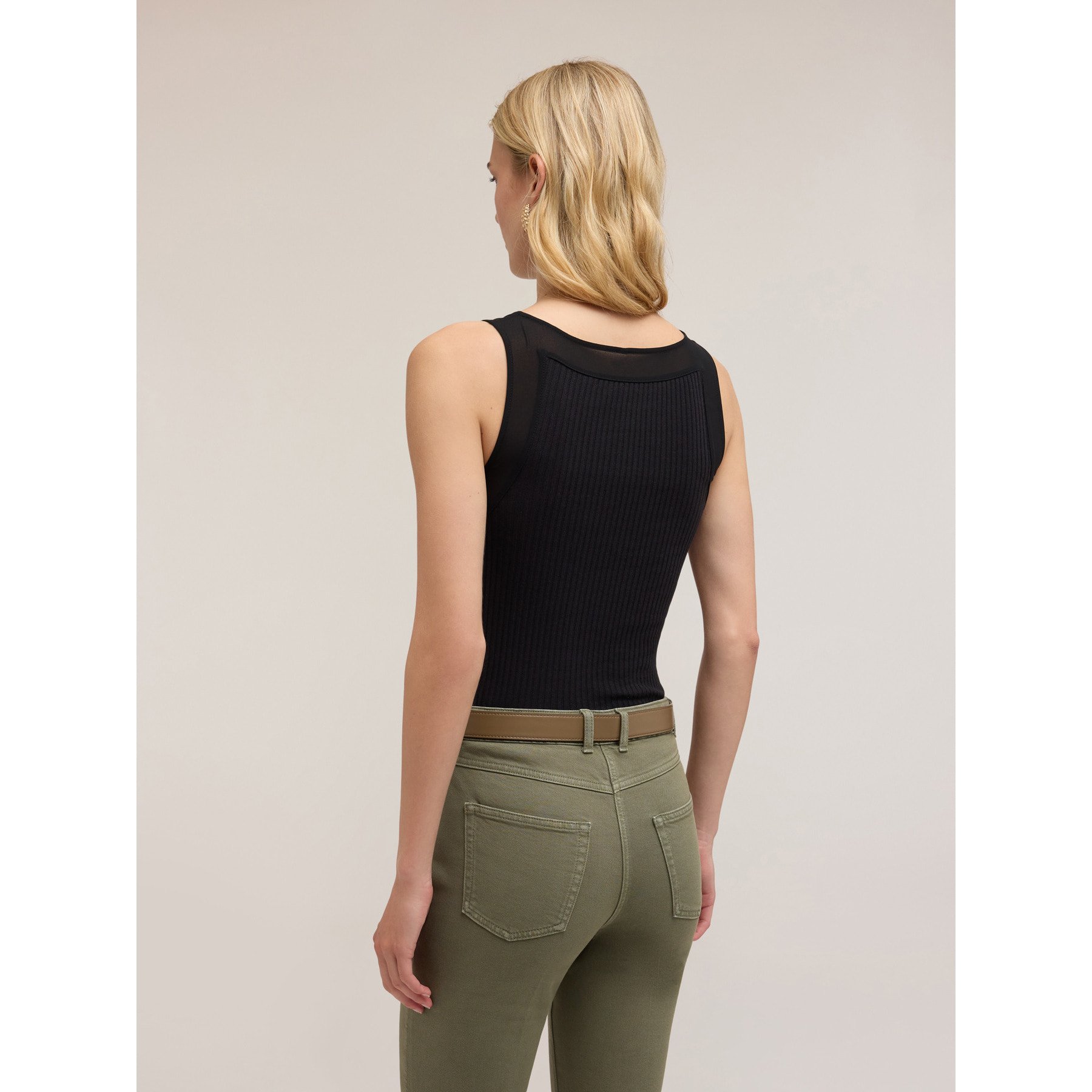 Motivi - Top con bordes de georgette - Negro