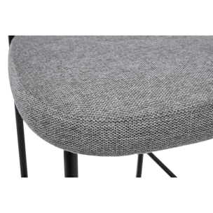 Tabourets de bar fixes en tissu effet velours texturé gris clair H65 cm (lot de 2) BREKA