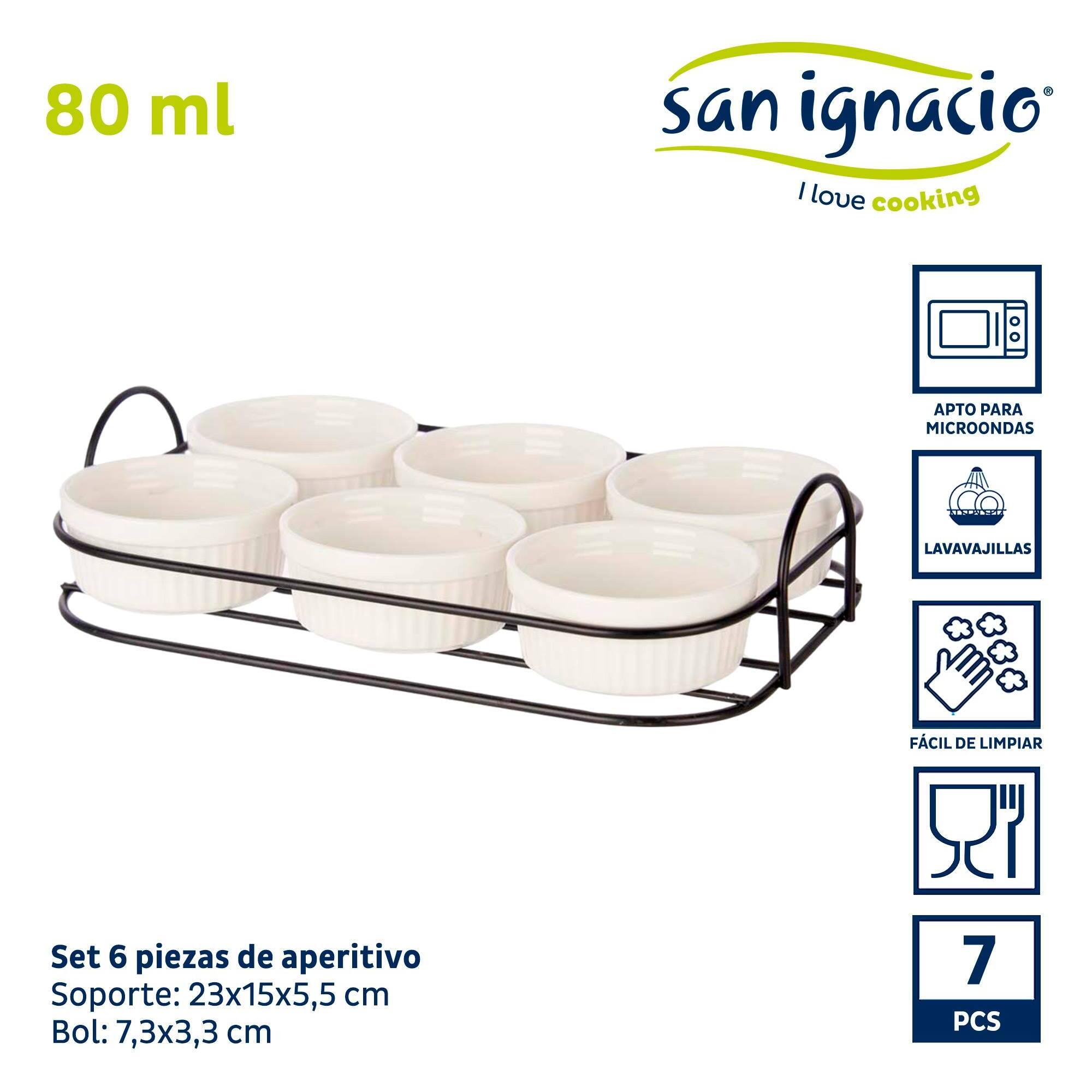 Set 6 pzs aperitivo con soporte porcelan colección vessia