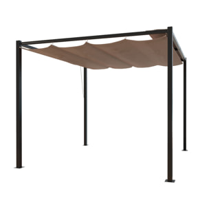 Pergola autoportante 3 x 3 m en acier avec toile taupe MEDELIN