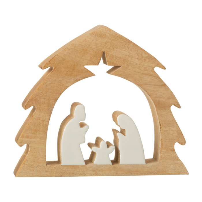 J-Line décoration Crèche Arbre - bois - blanc/naturel - medium