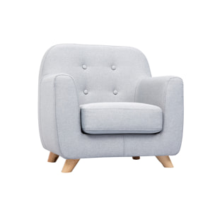 Fauteuil enfant scandinave en tissu gris clair et bois clair NORKID