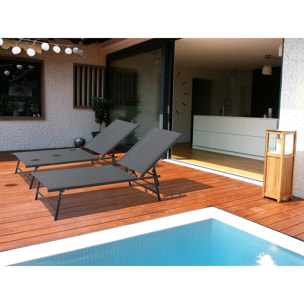 Lot de 2 bains de soleil en métal "Sublima" - 180 x 54 x 104 cm - Anthracite