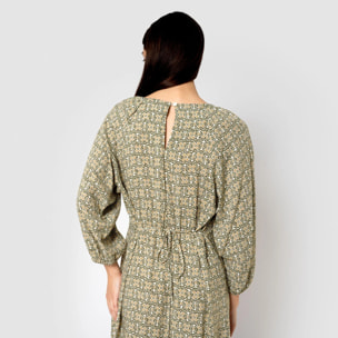 Vestido midi viscosa purnama verde cacería