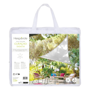 Voile d'ombrage triangulaire "Curacao" blanc 5x5x5m en polyester