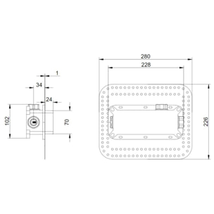 Mitigeur lavabo mural Architectura Square avec vidage Push Open Brushed Nickel Matt + corps encastré