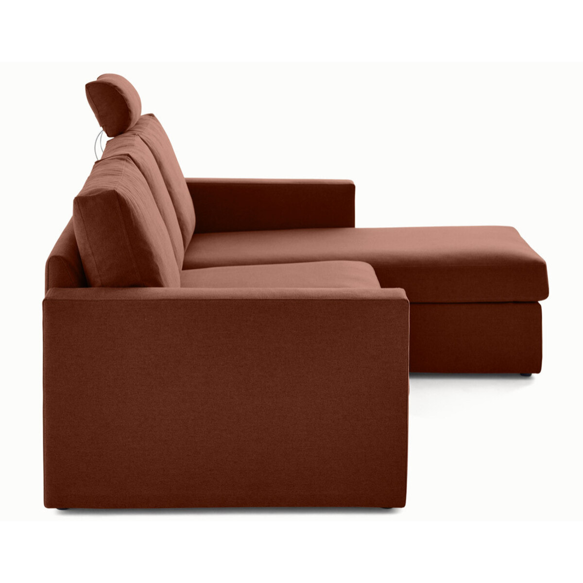 Barrie - canapé d'angle réversible 4 places avec têtière amovible en tissu - Terracotta