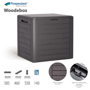 Baúl de jardín WOODEBOX 140L., dimensiones (mm) 585x460x550, color Ocre oscuro