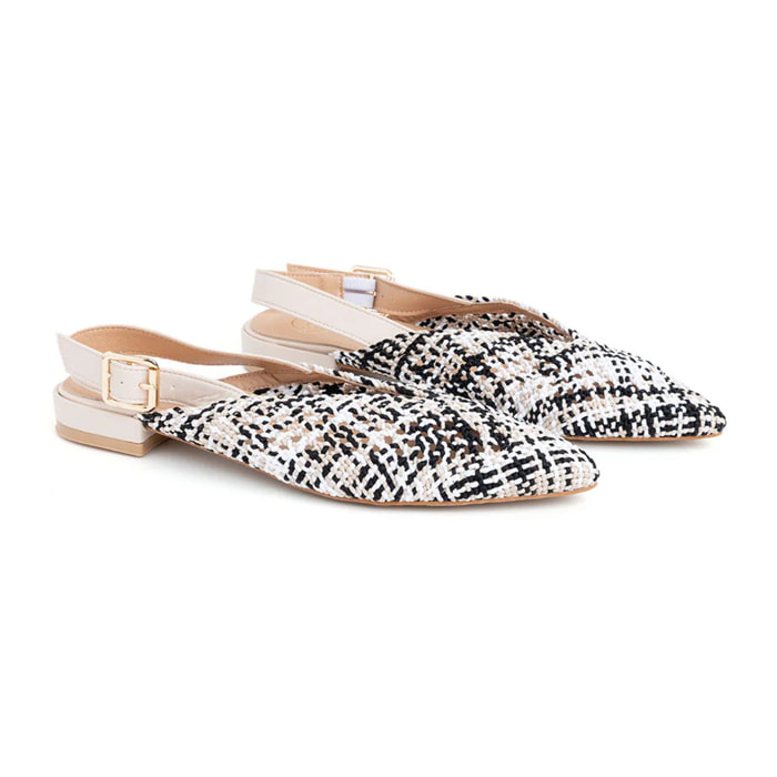 Slingback bicolore in tessuto - KHAKI