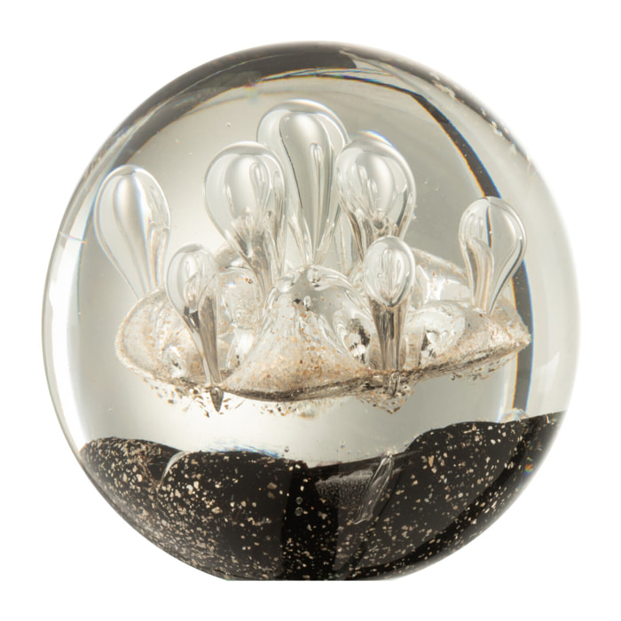 J-Line presse-papier Feu D'artifice - verre - or/noir - large