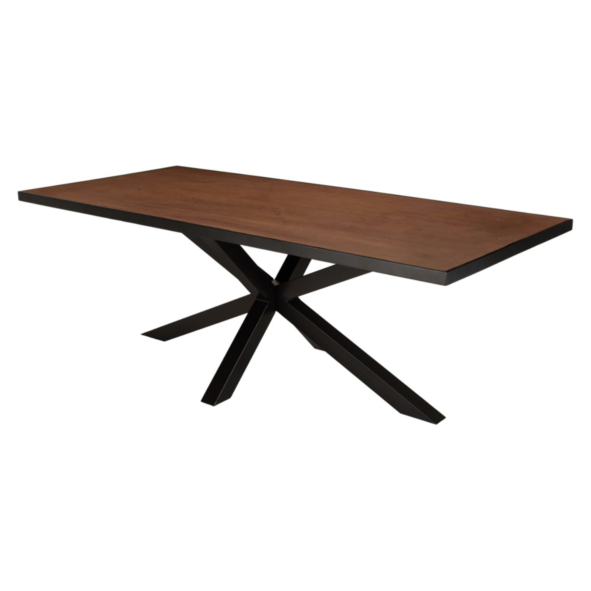 BASILE - Table à manger 220x100 couleur rouille effet pierre