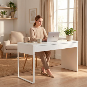 Scrivania Ufficio Home Office Studio Design Moderno Tavolo Lavoro Computer Cassetti Arredo Casa Professionale Ampia Superficie 138 x 50 x 75 Cm Bianco