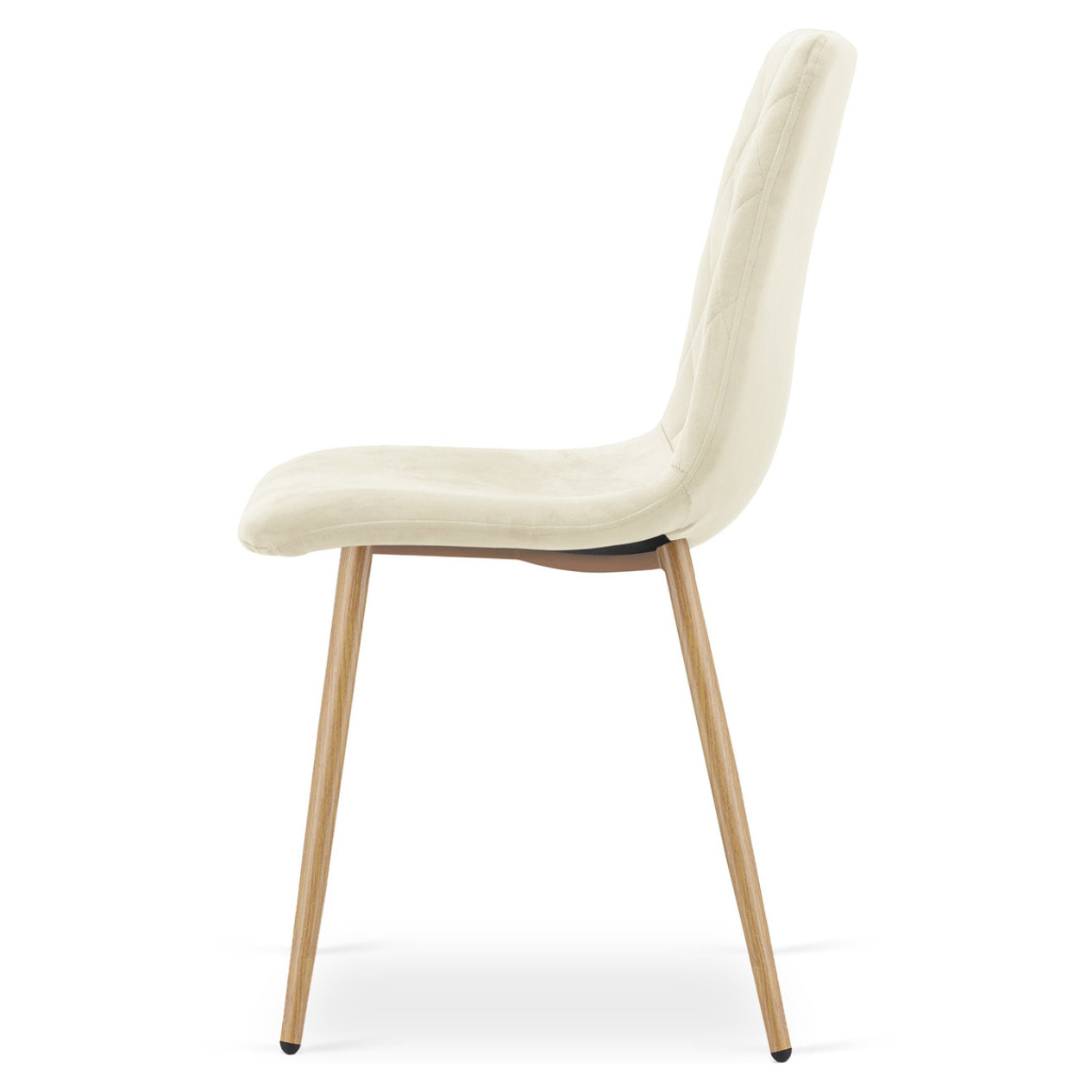 Set di 2 sedie Turin in velluto beige con gambe effetto legno