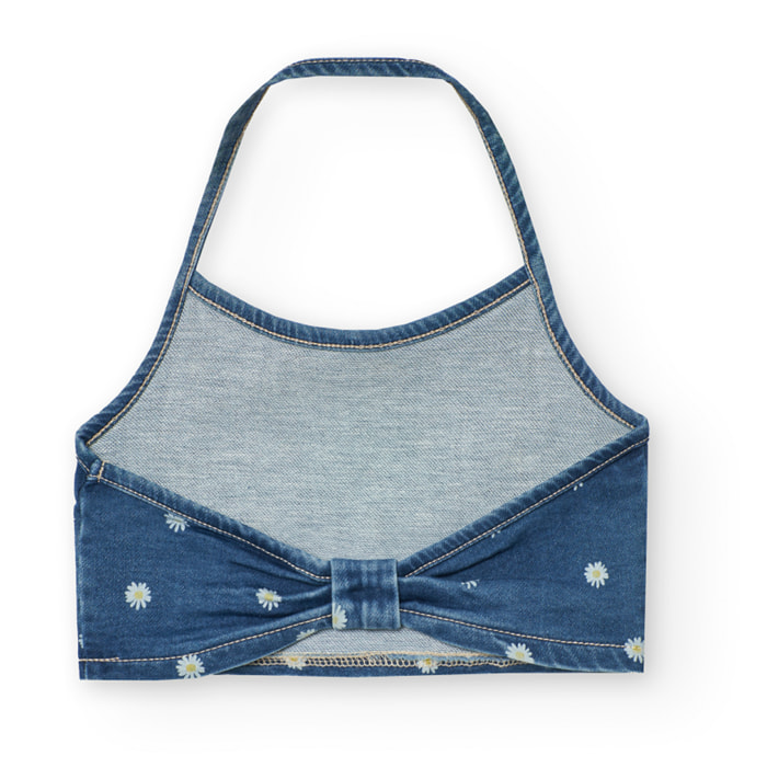 Top denim, punto de niña