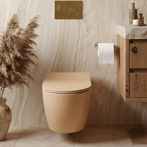 PixL WC suspendu en céramique Tornado Quiet Flush, fixations invisibles + abattant Soft-Close, Moka mat (CEPX010RTORPMOM)