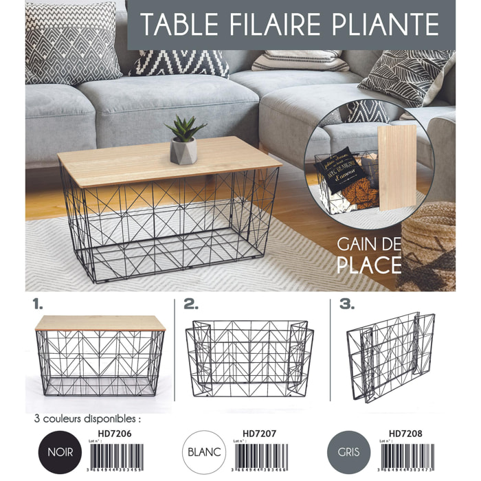 TABLE PLIABLE FILAIRE BLANC