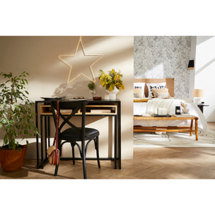 Console bureau d'appoint avec rangements casiers en bois manguier massif et métal noir L100 cm YPKA