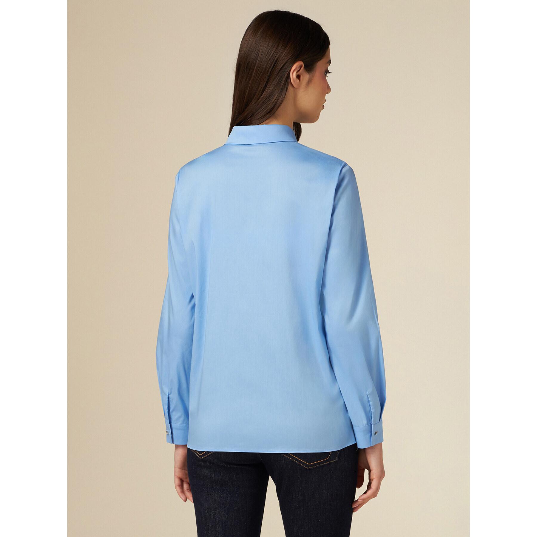 Oltre - Camisa de popelina con piedra bordada - Light - blue