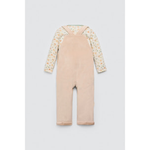 Completo autunnale con salopette e maglietta a maniche lunghe per neonato