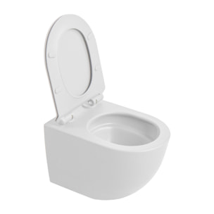 PixL Cuvette suspendue en céramique sans bride Tornado Quiet, fixations invisibles + abattant Softclose, blanc (CEPX010RTORPWM)