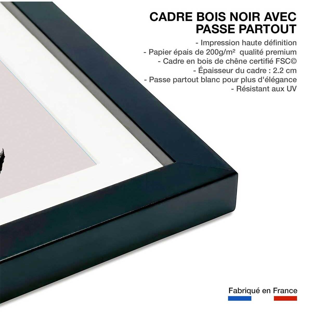 Affiche Simple Ligne No1 Affiche + cadre en bois - Noir