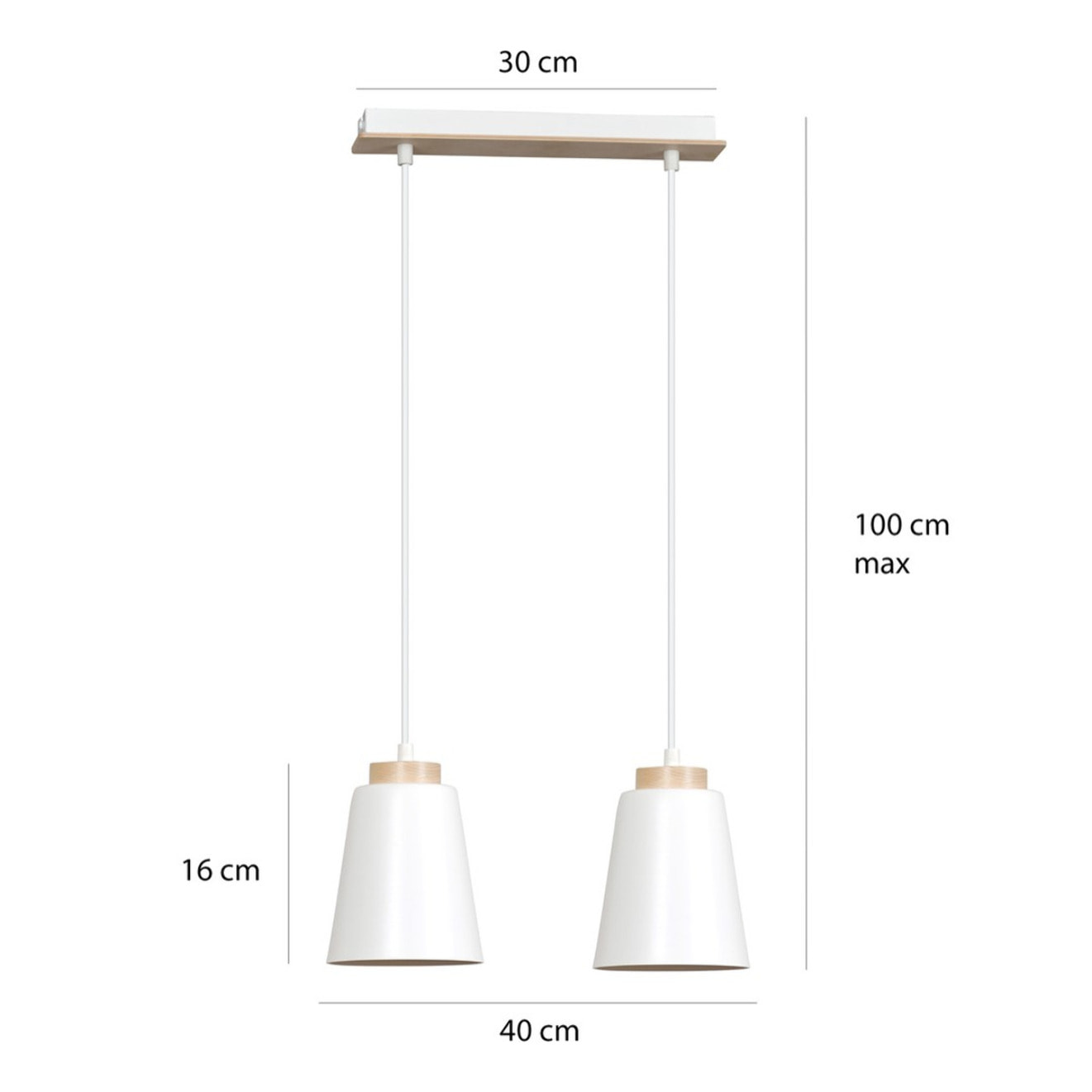 Lampada a sospensione Bolero in acciaio bianco e legno
