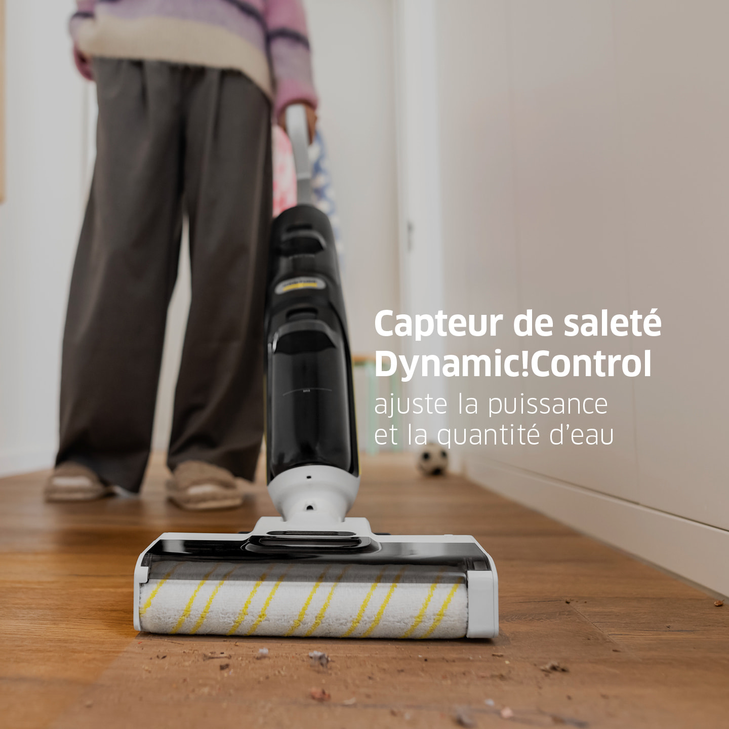Aspirateur laveur sans fil Karcher FCV4 DRY EXTRA - eau/poussières - 200 m² - aspire lave et sèche - autonettoyage 70° - 2 rouleaux